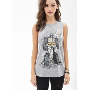 Forever 21 Grey Optimus Prime Tank